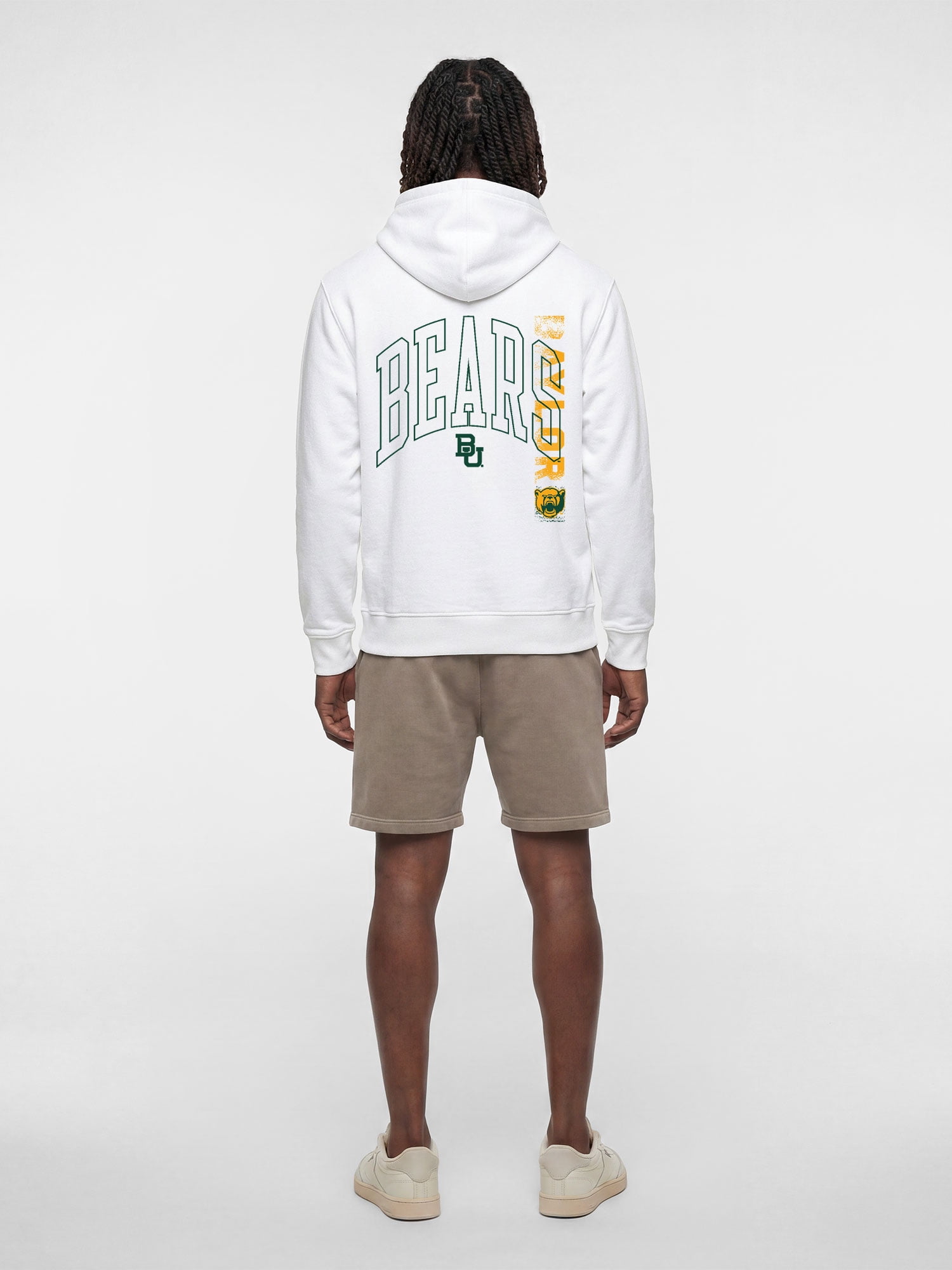 Baylor Bears Reebok Mens White Hooded Sweatshirt