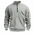 thumbnail image 3 of Men's Fleece Sweatshirts Quarter-Zip Cargo Long Sleeve Stand Collar Sports Pullover Tops Workouts Hiking Sweatshirt with Pocket, 3 of 3