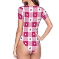 thumbnail image 4 of Naloa Plaid Heart Women's Short-Sleeved Onesie, One-Piece Swimsuit for Parties, dates, clubs - X-Large, 4 of 9