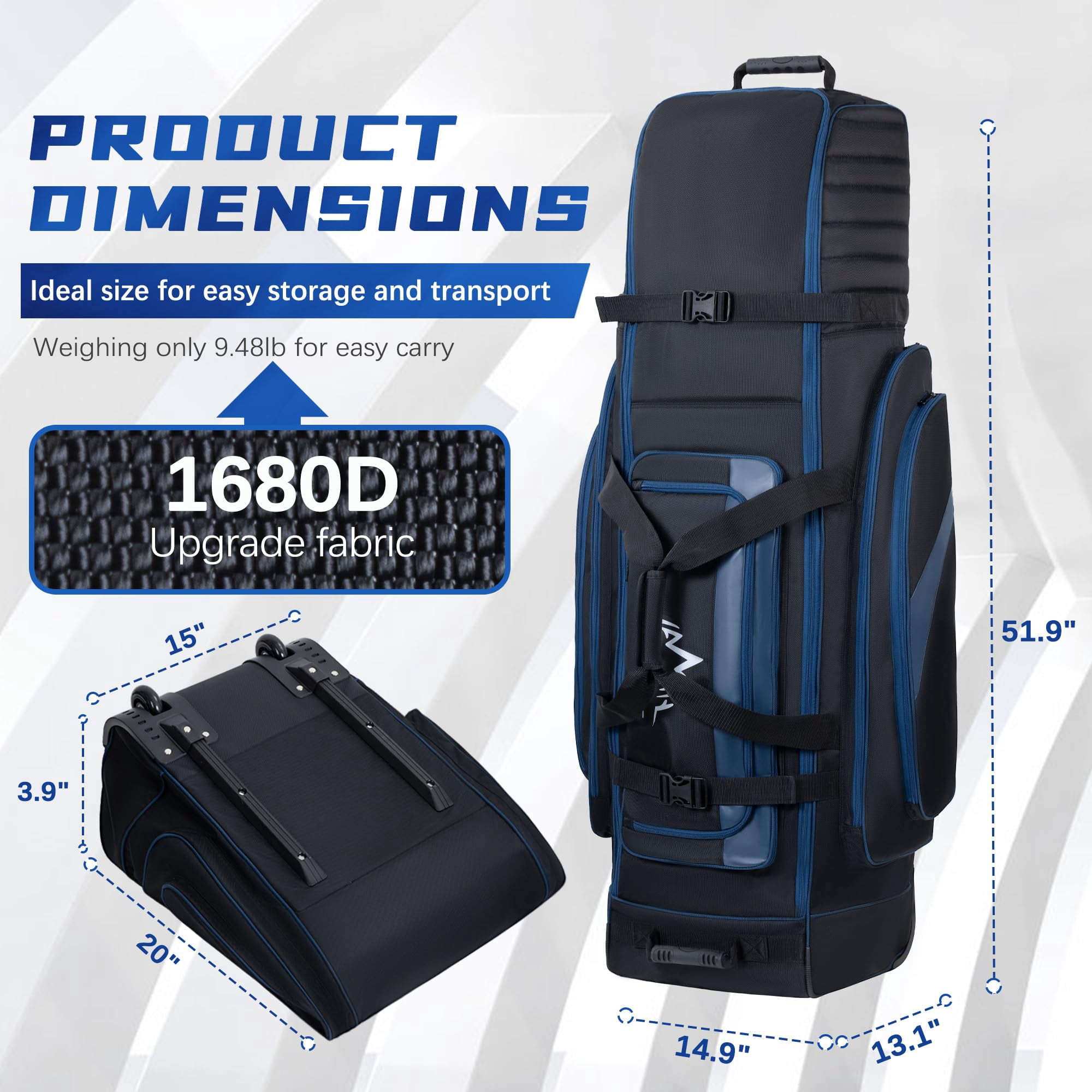 Soft-sided Golf Travel Bag Cover With Wheels  1680d Material Padded Head And Leather Accents Foldable Bags For Airlines