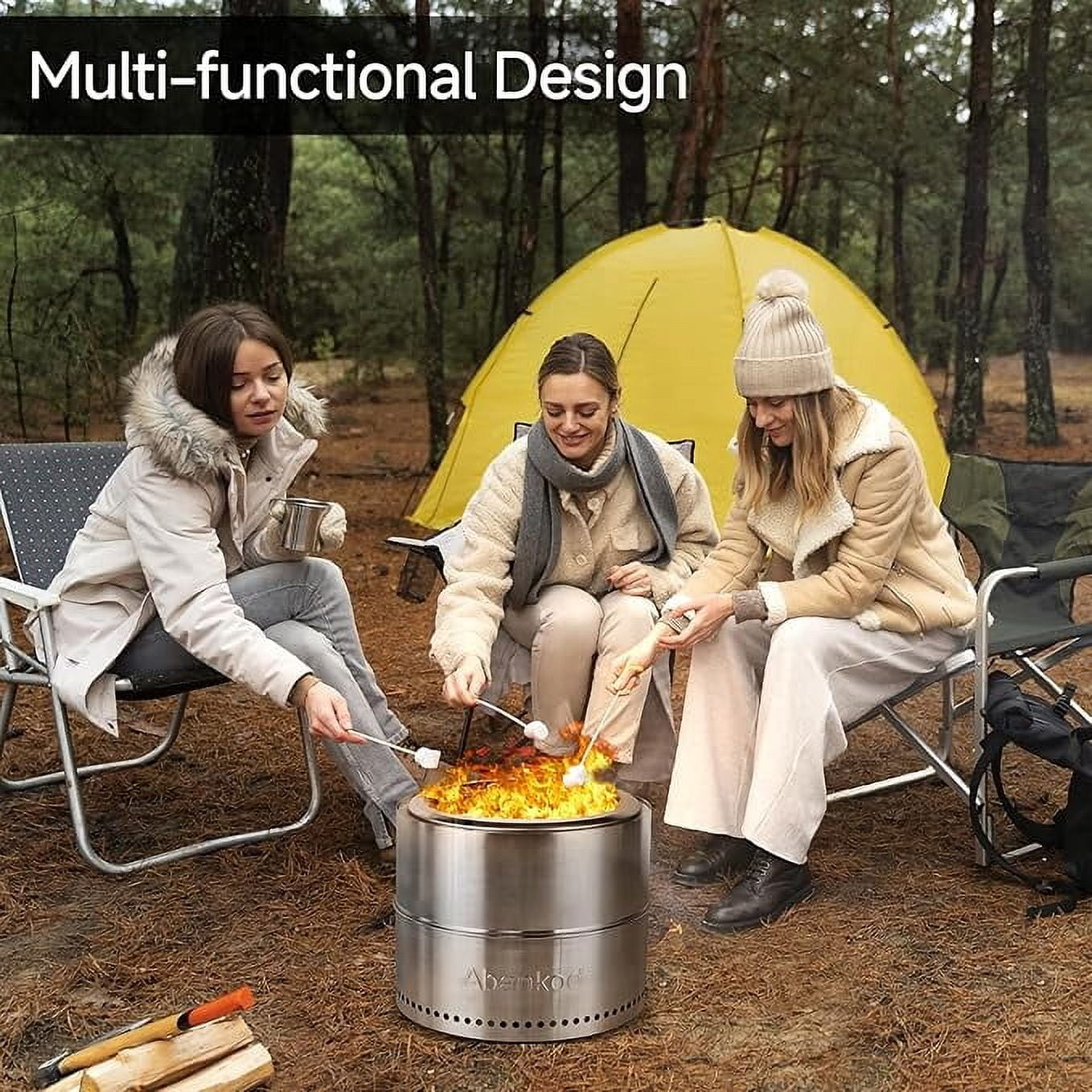 19.5" Smokeless Fire Pit with Removable Ash Pan & Carry Bag - Portable Outdoor Firepit for Backyard, Camping, Patio, Picnics & Bonfires - Effortless Cleanup & Convenient Travel