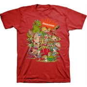 Mens Nickelodeon 90s Throwback Shirt - Retro Nick Group tee - Classic Nick Graphic T-Shirt (Red, Large)