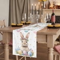 thumbnail image 2 of Spring Easter Bunny Table Runner 72 Inches Long,Colorful Eggs Botanical Floral Cotton Linen Table Runners Dresser Scarves,Decorative Tabletop Scarf Furniture Cover for Home Dinner Party 13"x72", 2 of 8