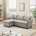 thumbnail image 4 of 80-inch Sleeper Sofa Couch with Pull Out Bed, Corduroy L Shaped Sleeper Sofa with Storage, Convertible Sectional Sleeper Sofa w/Chaise and 3 Back Cushions for Living Room, Office, Gray, 4 of 9