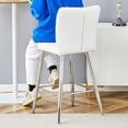 thumbnail image 5 of Ciphrias Bar Stools Set of 2, White PU Leather Upholstered Counter Height Chairs with Backrest Footrest Silver Metal Legs for Kitchen Island Bar, 5 of 8