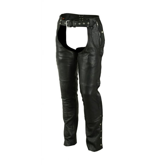 Daniel Smart Motorcycle Leather Chaps – All Season Unisex Biker Pant with Customizable fit and Carry Pockets