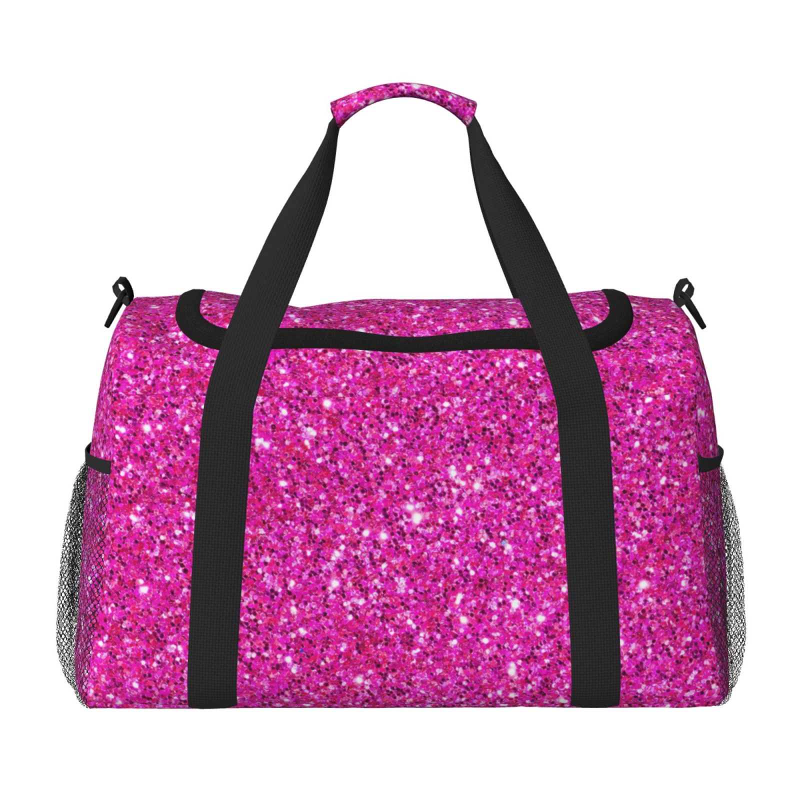 Horeoi Rose Red Glitter for Travel Duffle Bag with Adjustable Strap - Large Capacity Hand Carry for Gym Sports Outdoor
