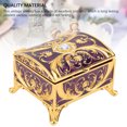 thumbnail image 5 of Riousery Vintage Metal Jewelry Box Women Rectangular Trinket Organizer Gold Purple 3.1in/8cm, 5 of 9