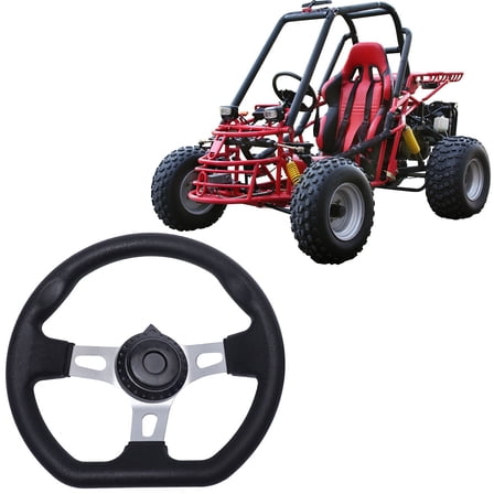 Niceauty Buggy Steering Wheel Black Round Replacement 1Set