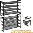 thumbnail image 6 of Large Shoe Rack 8 Tier Shoe Organizer, Heavy Duty Metal 4-Tier Stackable Shoe Storage Vertical Shoe Rack for Closet Front Door Entrance, Up to 50 Pairs, 44.8" W x 11.4" D x 56.7" H, Black, 6 of 7