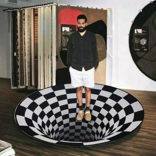 3 Sizes Round 3D printed Vortex Illusion Anti-slip  Room Rug Carpet Door Mat USA 