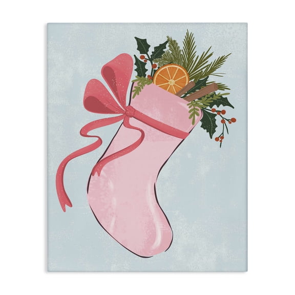 Stupell Industries Farmhouse Pink Filled Holiday Stocking Canvas Art, 16 x 20, by Nikita Jariwala