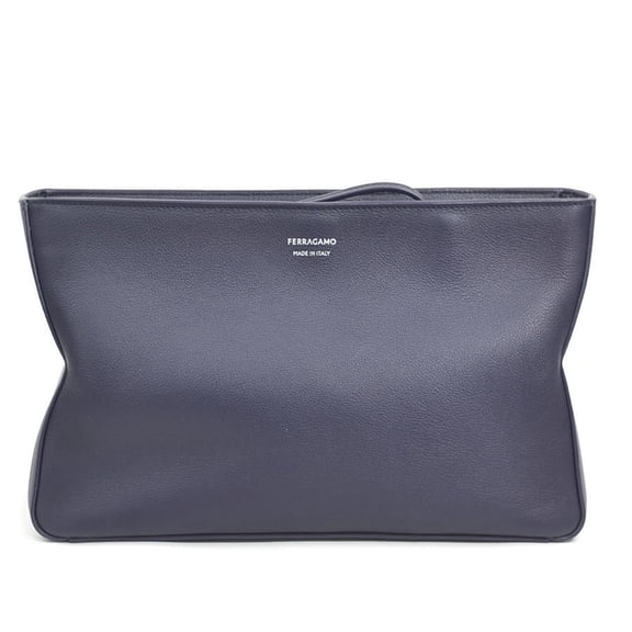 Pre-Owned Salvatore Ferragamo clutch bag/second bag, leather, navy, for men and... (Good)