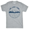 thumbnail image 1 of Mens On Lake Time Tshirt Cool Outdoor Camping Tee for Guys (Heather Grey) - M, 1 of 3