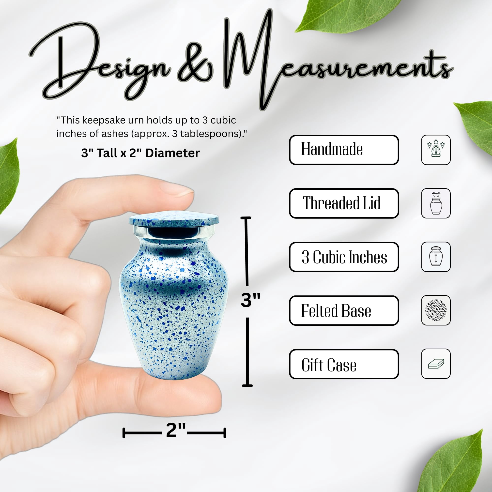 Nova Niche Urns Small Size Cremation Urn for Human Ashes, Mini Keepsake Set of 4 Blue and Silver with Velvet Case