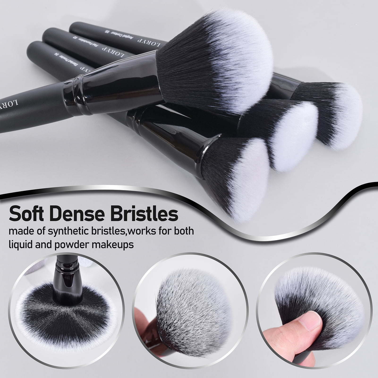LORYP 16Pcs Black Makeup Brushes Set, Foundation Face Brush Concealers  Contour Eyeshadow Brush Sets