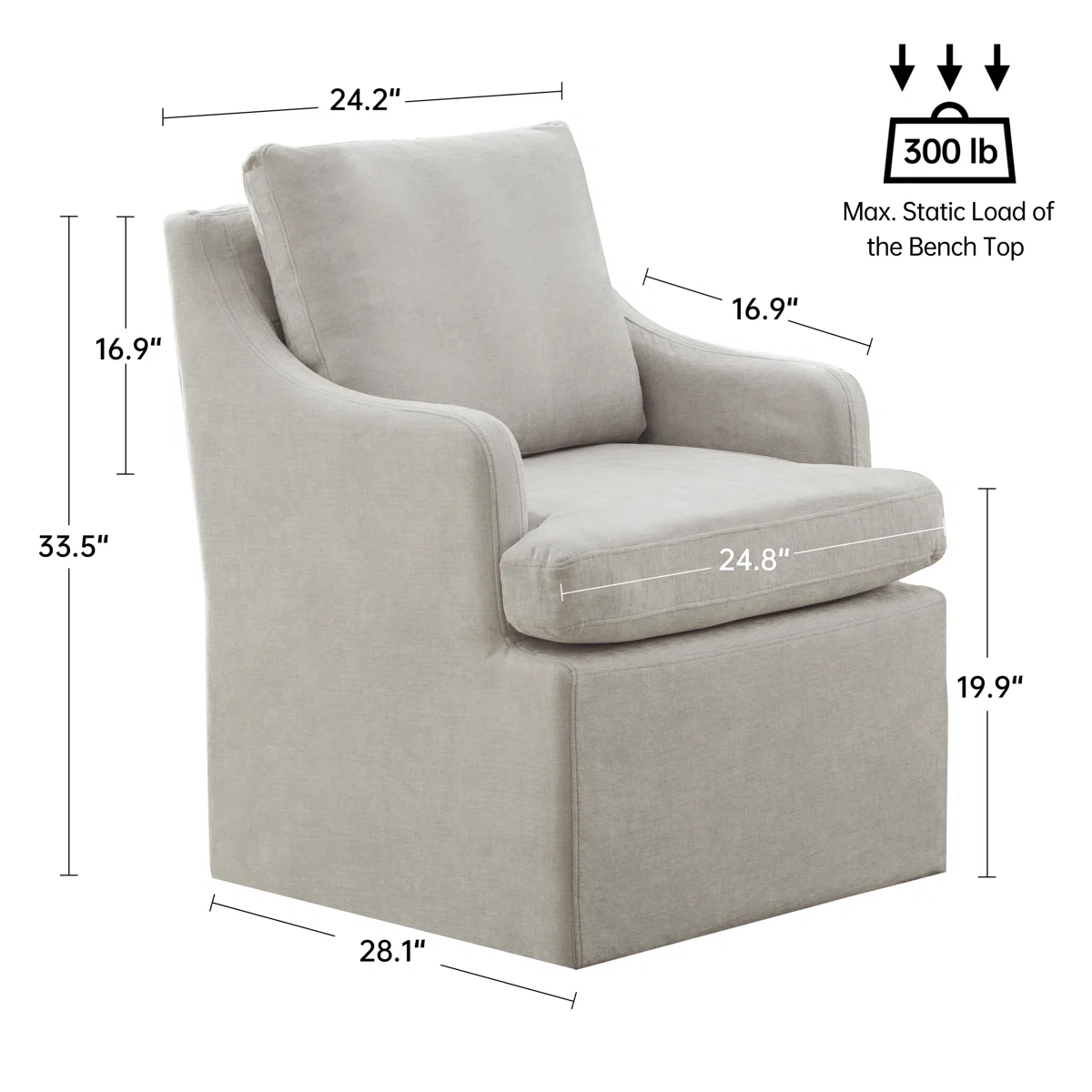 Vknow Furniture Minimalist Upholstered Dining Chair Ergonomic Comfort Dining Arm Chair for Dining Room, Living Room, Office, Gray
