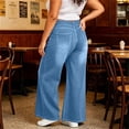 thumbnail image 7 of IFNWSV Denim Pants for Women Plus Size Stretchy Wide Leg Jeans with Pockets High Waisted Loose Casual Trousers Light Blue XL, 7 of 7
