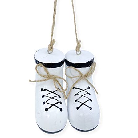 THE JOY TREE White Wooden Snow Boot Ornaments