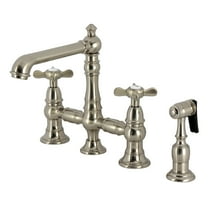 Kingston Brass KS7278BEXBS Essex Two-Handle 4-Hole Deck Mount Bridge Kitchen Faucet with Brass Side Sprayer in Brushed Nickel