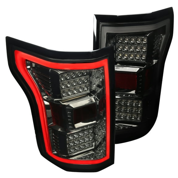 LED Light Bar Rear Tail Lights Brake Lamp Chrome Housing Smoke Lens Made For And Compatible With 2015 - 2017 Ford F150 F-150 15 16 17