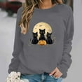 thumbnail image 2 of VKOYWKM Halloween Sweatshirt for Women Black Cat Graphic Sweatshirts Oversized Long Sleeve Crew Neck Pullover Vintage 90s Halloween Sweatshirt, 2 of 7