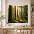 thumbnail image 5 of Evergreen Forest with Golden Sunbeams, Serene Digital Art for Nature Lovers, Woodland Home Decor, Housewarming Gift, Tapestry Wall Hanging for Bedroom and Living Room, 5 of 7