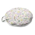 thumbnail image 1 of Pastel Round Floor Cushion with Handle, Illustration of Christmas Elements Ornaments Presents Tree Cookies, Decorative Pillow for Living Room & Dorms, 18" Round, White Green, by Ambesonne, 1 of 4
