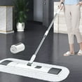 thumbnail image 3 of Hgallory Household Large Mop for Floor Cleaning, 2-in-1 Wet/Dry Rotating Flat Mop for Home Bathroom Kitchen, Stainless Steel Retractable Long Handle & Microfiber Pad, 1PC, White, 49.2"x18", 3 of 9