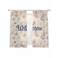 thumbnail image 2 of Sheer Curtains 63 Inches Long 2 Panels, Nautical Watercolor Shell Starfish Rod Pocket Curtain Voile Draperies, Summer Marine Animals Light Filtering Window Treatment for Living Room Kitchen Bedroom, 2 of 8