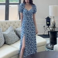 thumbnail image 2 of Vestido midi Jumpingount sexy de manga corta con cuello en U estampado floral para mujer L, 2 of 7