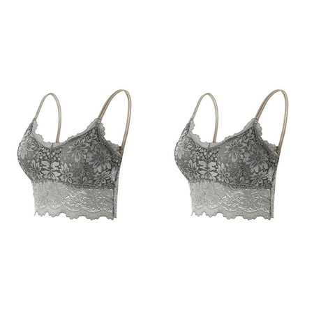 2 Pack Women Plus Size Vest Crop Wire Bra Lingerie V Neck Underwear Lingerie Without Chest Pad S3XL Womens Sports Bra with Pads Wireless Bras Padded Bra No Underwire Sports Bra Light Support Women