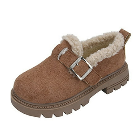 NOKIO Kids Girls Winter Fur Lined Loafers Boys Girls Slippers Girls Slippers Memory Foam Moccasin Shoes Furry Plush Lining Non Slip Indoor Outdoor Boys Slippers for Big Kids Little Kids Toddler