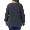 thumbnail image 4 of DARING DIVA Women's Plus Tops Crew Neck Button Decor Pullover Blouses 4X Gray Black, 4 of 6