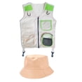 thumbnail image 5 of guohui Kids Explorer Vest with Hat Cosplay Cargo Vest for Hiking Outdoor Boys Girls Green, 5 of 9