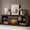 Black, variant on Merluxy 70" Fireplace TV Stand for TVs up to 80", Farmhouse Entertainment Center with 23" Electric Fireplace, Rustic Grey