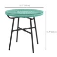 thumbnail image 2 of Round Rattan Outdoor Side Table with Tempered Glass Top, Light Green PE Wicker Accent Table with Powder Coated Metal Frame for Patio, Garden, and Backyard, 19.7" x 19.7" x 19.7", 2 of 7