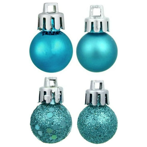18ct Turquoise Blue 4-Finish Shatterproof Christmas Ball Ornaments 1.25" (30mm)