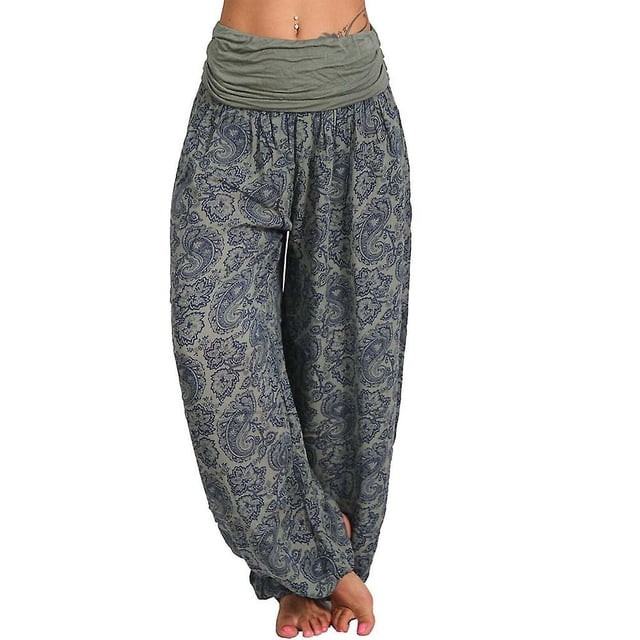 Pantalones de harén de pierna ancha para mujer Aladdin Boho Hippy Pantalones de yoga sueltos Tallas grandes-Verde militar-L Bolígrafo Bolígrafo Bolígrafo de papelería