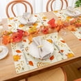 thumbnail image 4 of Fall Placemats Set of 6 Orange Maple Leaf White Pumpkin Farmhouse Harvest Autumn Table Mat Thanksgiving Seasonal Linen Style Waterproof Kitchen Dining Table Decoration Indoor Outdoor 12x18 Inch, 4 of 6