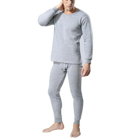 2Pcs Winter Men Warm Thermal Underwear Top+Bottom Long Johns Pant Suit