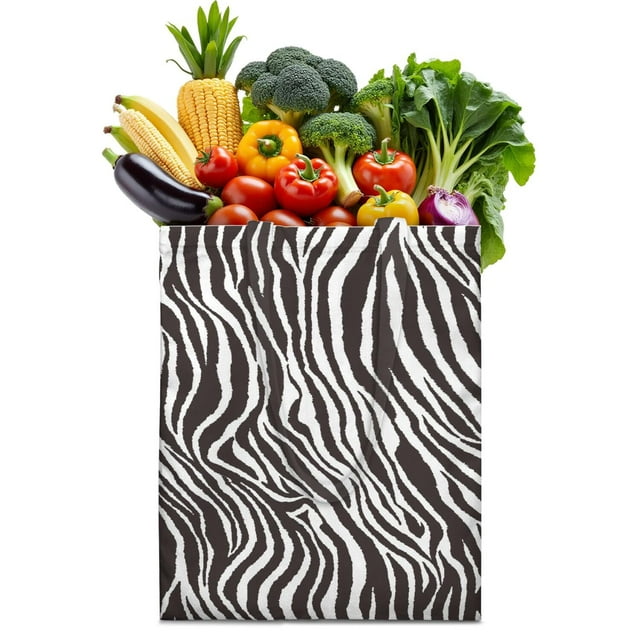 Colorful Zebra Canvas Tote Bag Rainbow Zebra Pattern Abstract Black and White Stripes Multicolor Modern Fashion Cute Cartoon Zebra Aesthetic Gradient Print Reusable Eco-Friendly Shopping Bag