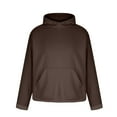 thumbnail image 5 of KeShDi Oversized Hoodies Men Baggy Hooded Sweatshirts Men Solid Long Sleeve Fleece Short Width Double Layer West Streetwear Hoodie Sweatshirts Brown L, 5 of 8