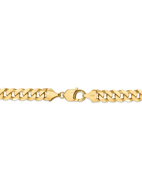 Sterling Silver 8.0mm Concave Beveled Curb Chain Necklace Bracelet or Anklet