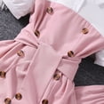 thumbnail image 6 of CPNG Girl's Summer Formal Wear 2 Piece Outfits Teen Girls Puff Sleeve Belted Blouse Top and Bell Bottom Pants Set(Pink,4 Years), 6 of 9