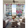 thumbnail image 6 of Spring Blackout Curtains for Bedroom Living Room Darkening Curtains 84 Inch Length 2 Panels Set Truck Botanical Floral Leaf Butterfly Wooden Grain Window Curtain Window Treatment Drapes 52"x84", 6 of 9