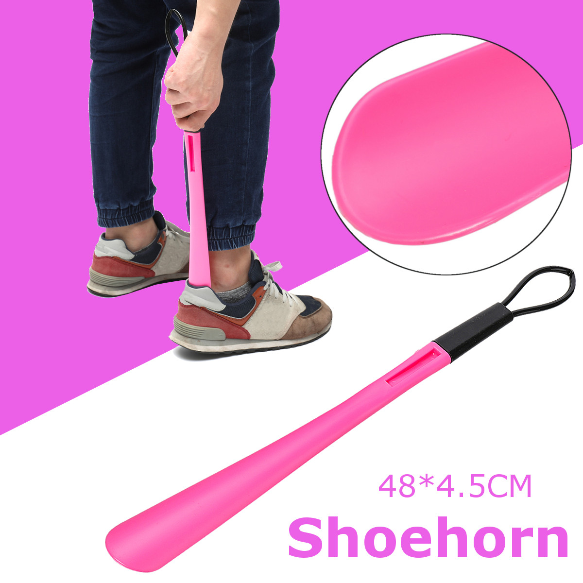Wooden Shoe Horn Long Handle Shoehorn Flexible Sturdy Slip Shoes Aid  BSC