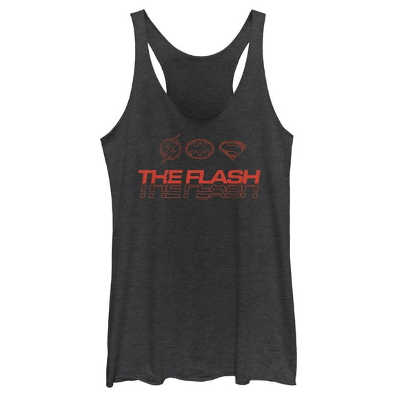 Women's The Flash Heroes Classic Emblems  Racerback Tank Top Black Heather 2X Large