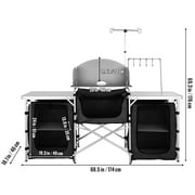VEVOR Camping Kitchen Table Portable Outdoor Cooking Table Folding Camping Table, Adjustable Heights, Ideal for Outdoor Picnics, BBQs, Camping, RV Traveling, Black