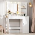 Vanity Desk with Mirror and Lights, Makeup Vanity Desk Table with